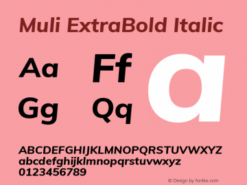 Muli ExtraBold Italic Version 2.000图片样张
