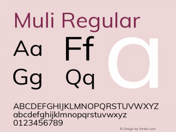 Muli Regular Version 2.000 Font Sample