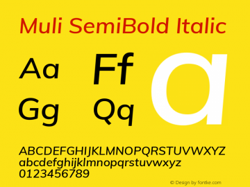 Muli SemiBold Italic Version 2.000图片样张