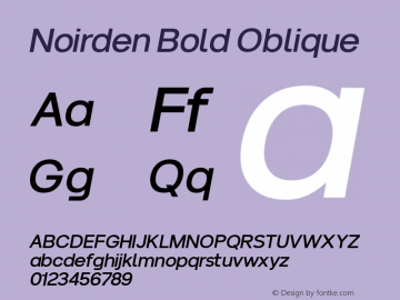 Noirden Bold Oblique  Font Sample