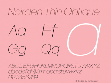 Noirden Thin Oblique  Font Sample