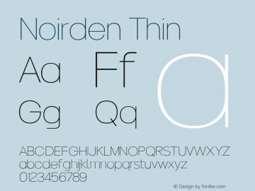 Noirden Thin  Font Sample