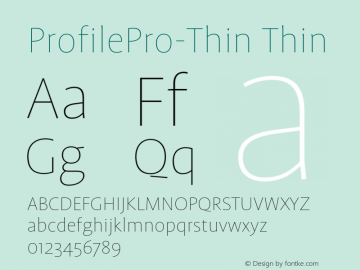 ProfilePro-Thin Version 001.001 Font Sample