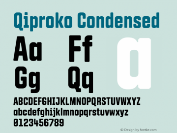 Qiproko Condensed Version 1.000;PS 001.000;hotconv 1.0.88;makeotf.lib2.5.64775; ttfautohint (v1.4.1)图片样张