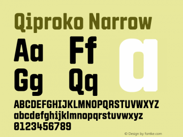Qiproko Narrow Version 1.000;PS 001.000;hotconv 1.0.88;makeotf.lib2.5.64775; ttfautohint (v1.4.1)图片样张