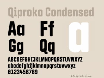 Qiproko Condensed Version 1.000;PS 001.000;hotconv 1.0.88;makeotf.lib2.5.64775; ttfautohint (v1.4.1) Font Sample