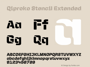 Qiproko Stencil Extended Version 1.000;PS 001.000;hotconv 1.0.88;makeotf.lib2.5.64775; ttfautohint (v1.4.1)图片样张