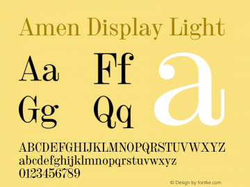 Amen Display Light Version 1.000;PS 001.000;hotconv 1.0.88;makeotf.lib2.5.64775 Font Sample