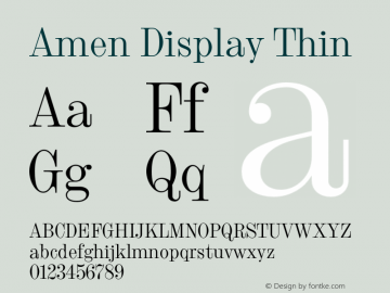 Amen Display Thin Version 1.000;PS 001.000;hotconv 1.0.88;makeotf.lib2.5.64775图片样张