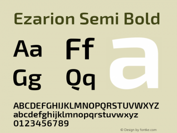 Ezarion Semi Bold Version 1.001;PS 001.001;hotconv 1.0.70;makeotf.lib2.5.58329 Font Sample