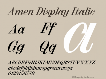 Amen Display Regular Italic Version 1.000;PS 001.000;hotconv 1.0.88;makeotf.lib2.5.64775 Font Sample