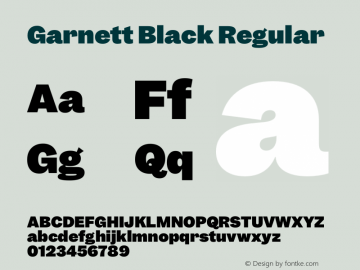 Garnett Black Regular Version 1.000;PS 1.000;hotconv 16.6.51;makeotf.lib2.5.65220图片样张