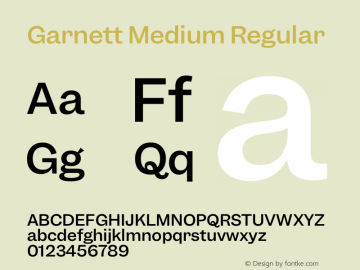 Garnett Medium Regular Version 1.000;PS 1.000;hotconv 16.6.51;makeotf.lib2.5.65220 Font Sample