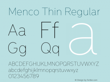Menco Thin W00 Thin Version 1.00 Font Sample