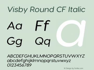 VisbyRoundCF-MediumItalic Version 2.100 | wf jerry Font Sample