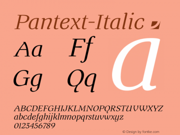 ☞Pantext-Italic Version 1.000;com.myfonts.easy.jonahfonts.pantext.italic.wfkit2.version.4oC4 Font Sample