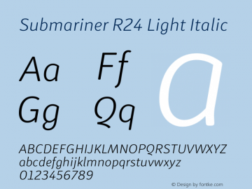 Submariner R24 Light Italic Version 2.000 Font Sample