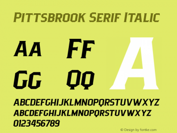 PittsbrookSerif-Italic Version 1.000 Font Sample