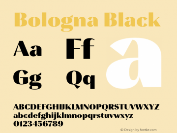 Bologna-Black 1.0;YWFTv17 Font Sample