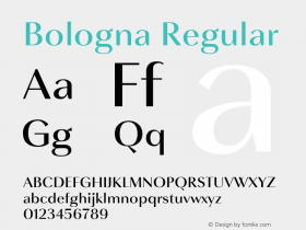 Bologna Regular 1.0;YWFTv17 Font Sample