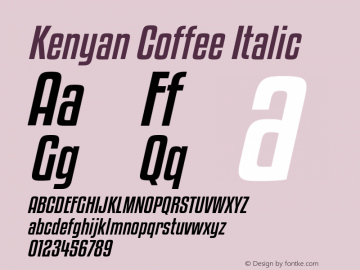 KenyanCoffeeRg-Italic Version 5.000 Font Sample