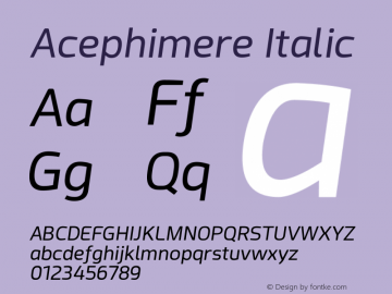 Acephimere Italic Version 1.01 August 4, 2018 Font Sample