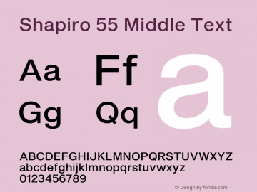 Shapiro 55 Middle Text Version 2.000;PS 002.000;hotconv 1.0.88;makeotf.lib2.5.64775图片样张