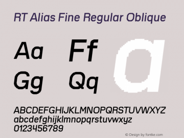 RT Alias Fine Regular Oblique Version 1.000;PS 001.000;hotconv 1.0.88;makeotf.lib2.5.64775图片样张