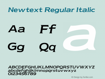 Newtext Regular Italic 001.000 Font Sample