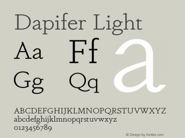 Dapifer Light Version 1.001;PS 001.001;hotconv 1.0.70;makeotf.lib2.5.58329 Font Sample