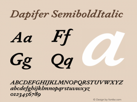 Dapifer Semibold Italic Version 1.001;PS 001.001;hotconv 1.0.70;makeotf.lib2.5.58329图片样张