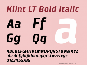 KlintLT-BoldItalic Version 1.001 Font Sample
