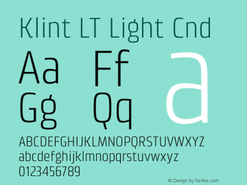 KlintLT-LightCnd Version 1.001 Font Sample