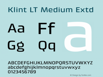 KlintLT-MediumExtd Version 1.001 Font Sample