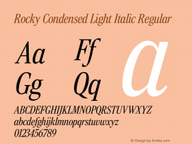 Rocky Condensed Light Italic Version 1.0 Font Sample