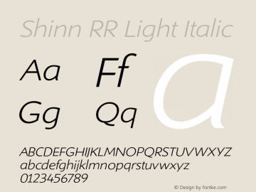 ShinnRR-LightItalic Version 1.000 Font Sample