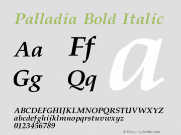 Palladia Bold Italic 001.000 Font Sample