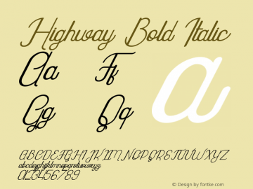 Highway Bold Italic Version 1.002;Fontself Maker 3.0.0-3图片样张