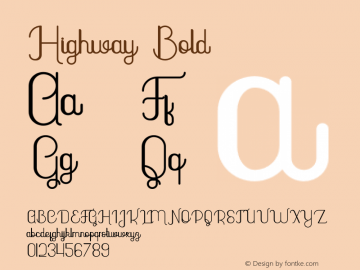 Highway Bold Version 1.002;Fontself Maker 3.0.0-3图片样张