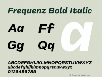 FrequenzBoldItalic Version 1.000 Font Sample