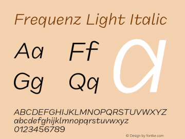 FrequenzLightItalic Version 1.000 Font Sample
