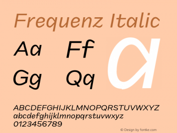 FrequenzItalic Version 1.000 Font Sample