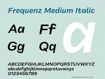 FrequenzMediumItalic Version 1.000 Font Sample