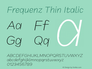 FrequenzThinItalic Version 1.000 Font Sample