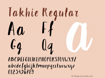 Takhie Regular Version 2.000;PS 002.000;hotconv 1.0.88;makeotf.lib2.5.64775 Font Sample