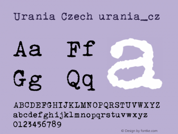 Urania Czech urania_cz Version 1.20;November 9, 2018;FontCreator 11.5.0.2427 64-bit图片样张