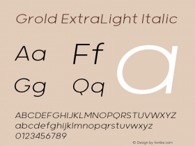 Grold-ExtraLightItalic Version 1.000;YWFTv17图片样张