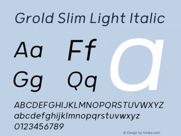 GroldSlim-LightItalic Version 1.000;YWFTv17图片样张