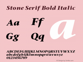 Stone Serif Bold Italic Altsys Fontographer 3.5  11/25/92 Font Sample