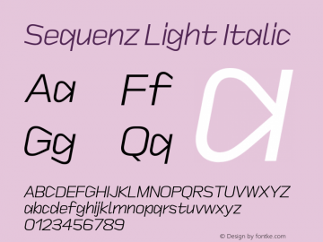 SequenzLightItalic Version 1.000 Font Sample